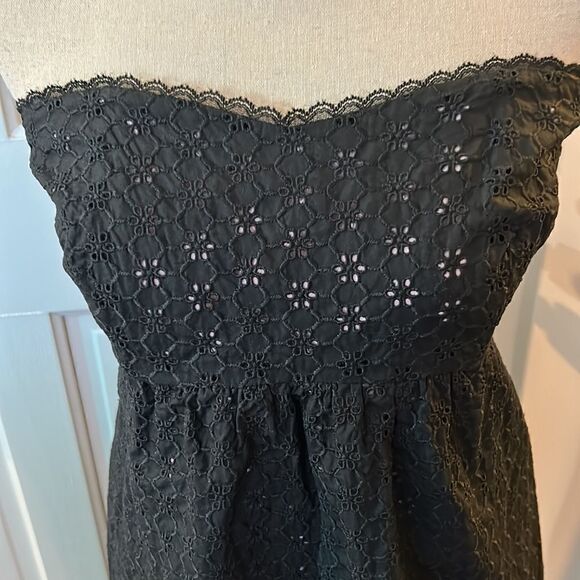 SHOSHANNA BLACK STRAPLESS EYELET DRESS - Picture 2 of 7